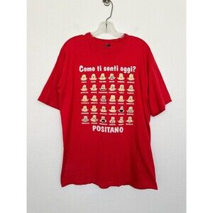 Vintage Italian 90s How Are You Feeling Today Mood Chart Graphic T Shirt Red XL